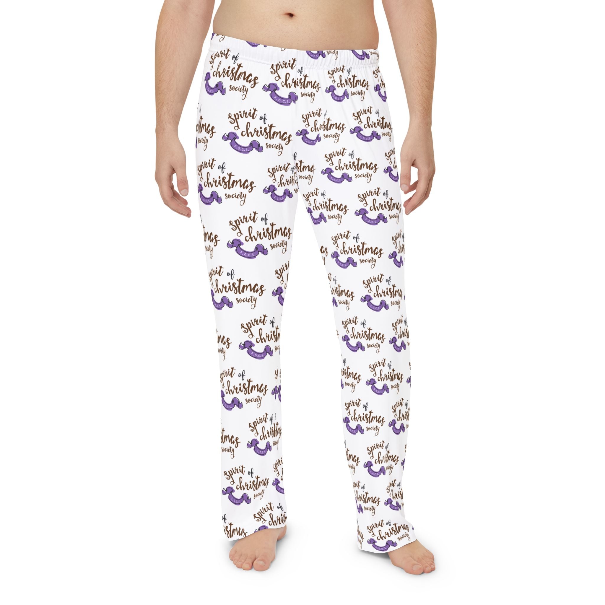 Men's Christmas Spirit Pajama Pants — All-Over Print Holiday Lounge Pants