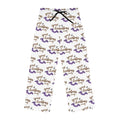 Women's Christmas Spirit Pajama Pants — Festive Script & Purple Ornament Print