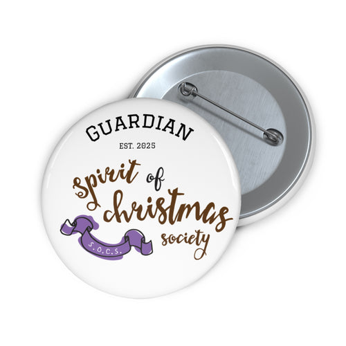 Keepsake Guardian Spirit of Christmas Society Pin Button — Holiday Club Lapel Badge (Est. 2025)